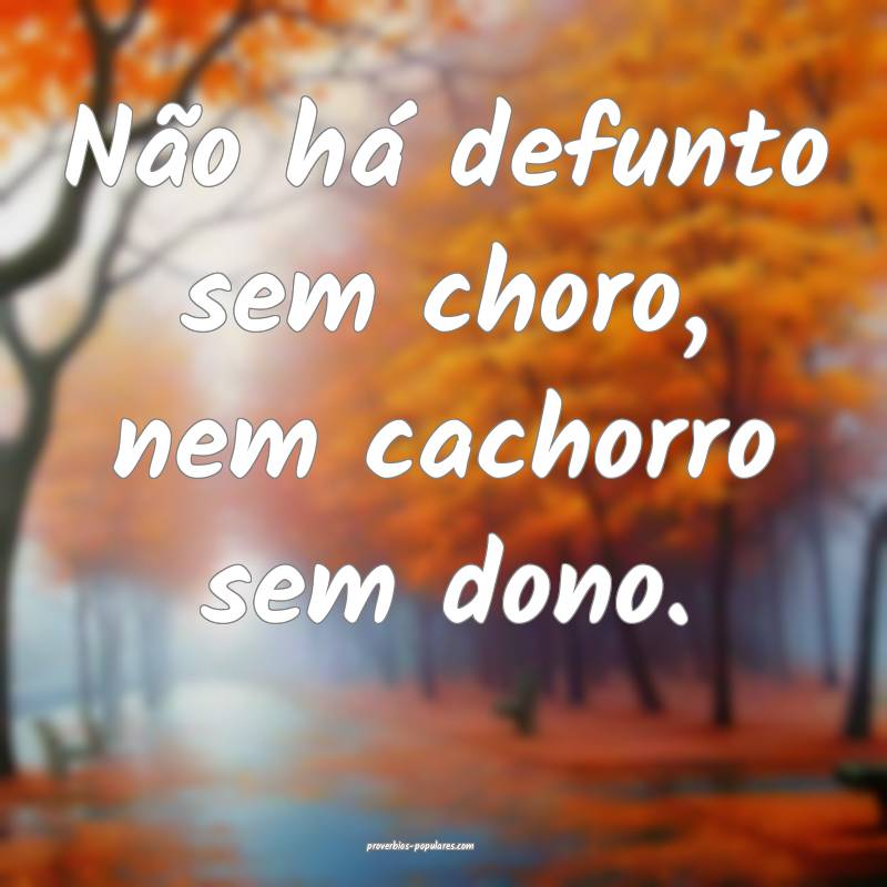 Não há defunto sem choro, nem cachorro sem dono.
...