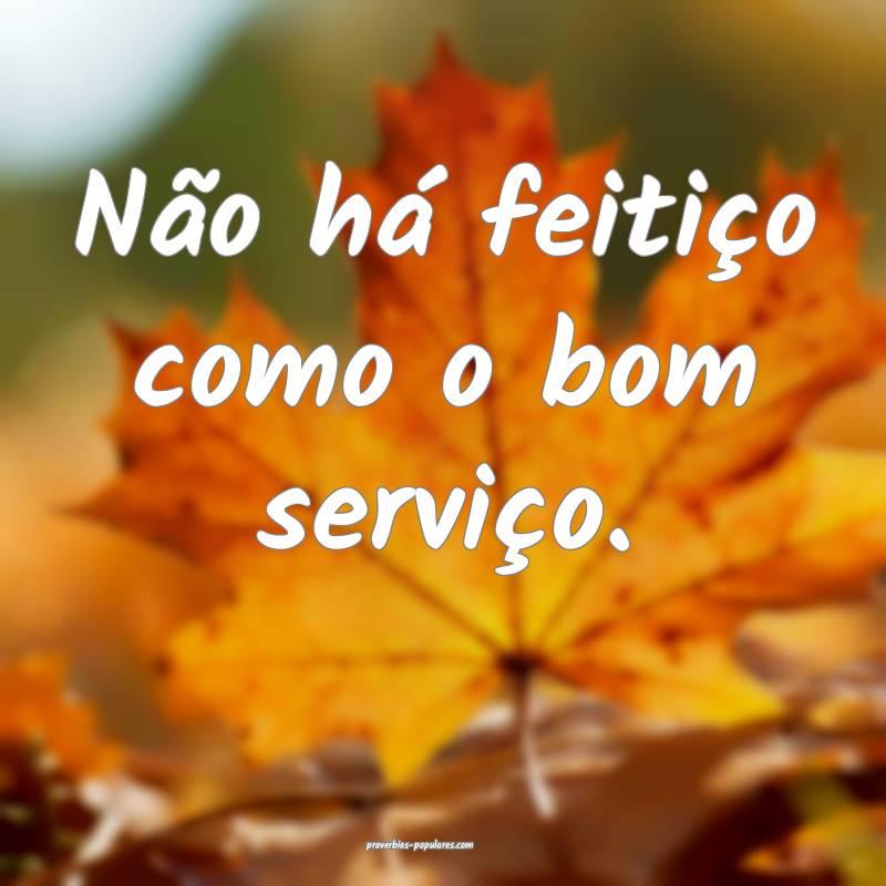 Não há feitiço como o bom serviço.
...