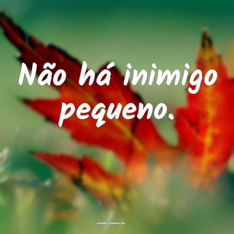 Não há inimigo pequeno.
...