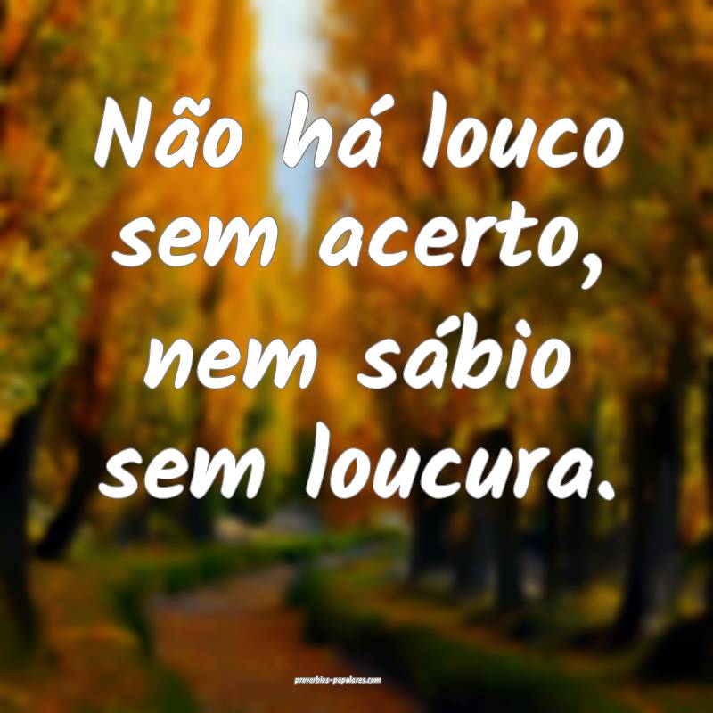 Não há louco sem acerto, nem sábio sem loucura. ...