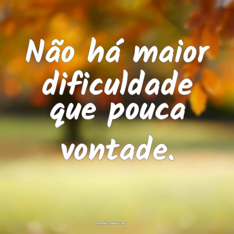 Não há maior dificuldade que pouca vontade.
 ...