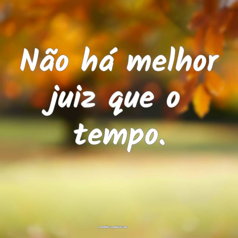 Não há melhor juiz que o tempo.
 ...