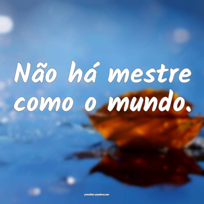 Não há mestre como o mundo.
...