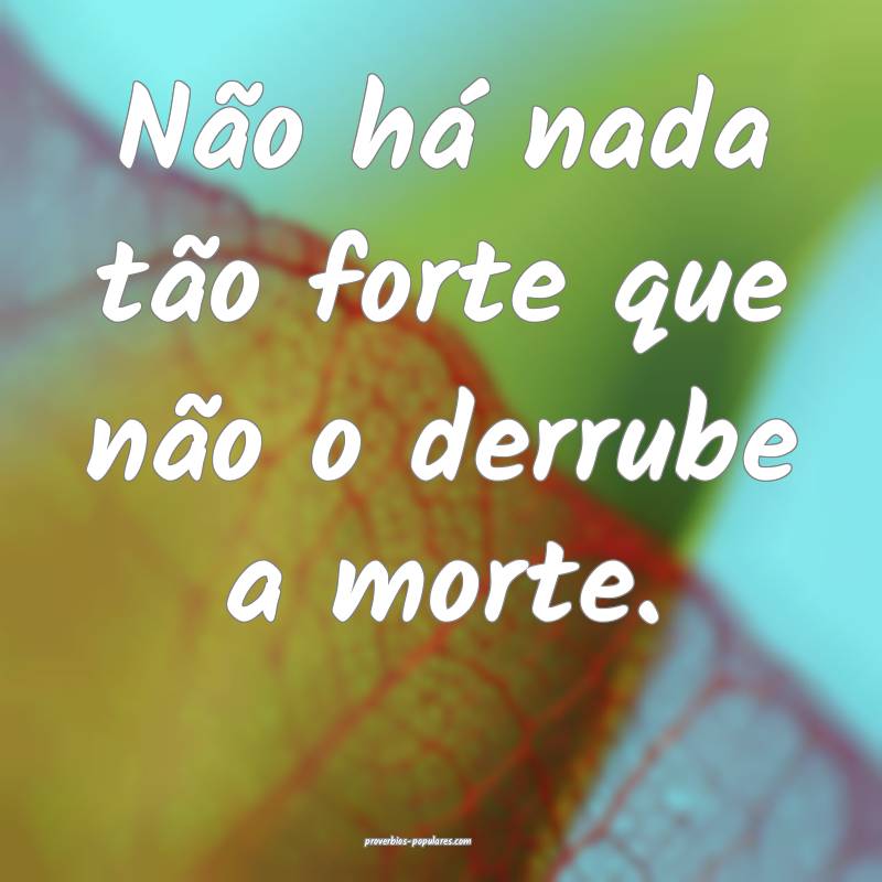 Não há nada tão forte que não o derrube a morte.
...