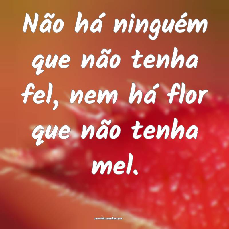 Não há ninguém que não tenha fel, nem há flor ...