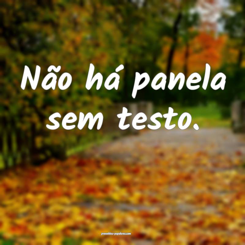 Não há panela sem testo.
 ...