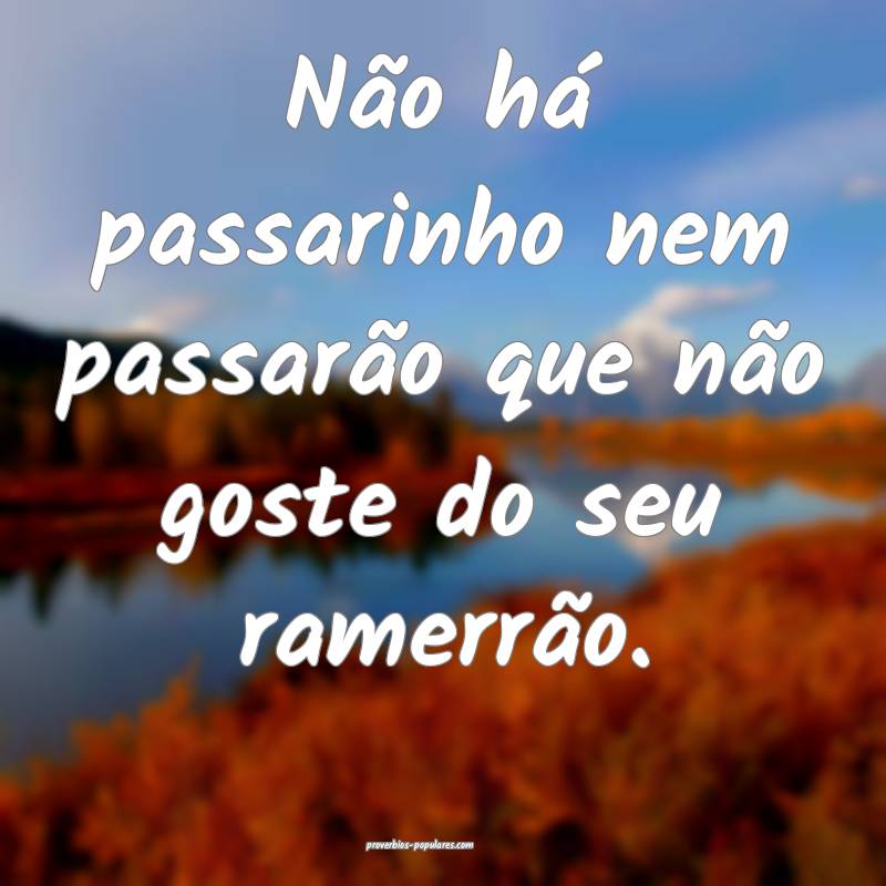 Não há passarinho nem passarão que não goste do seu ramerrão.
...
