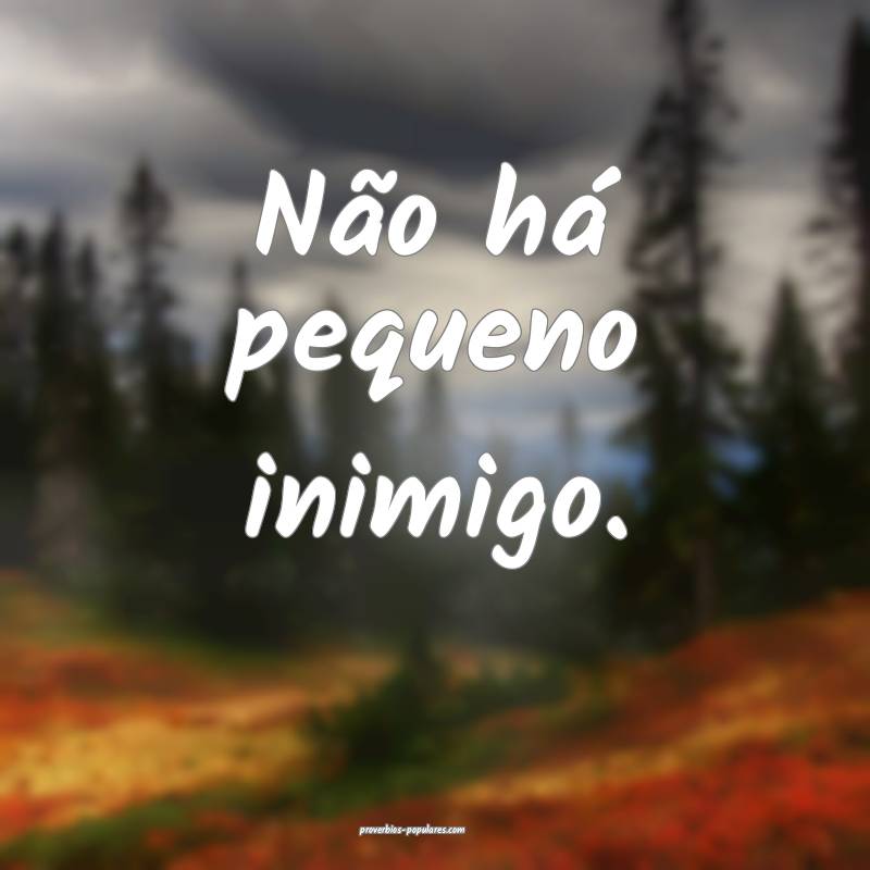 Não há pequeno inimigo.
...