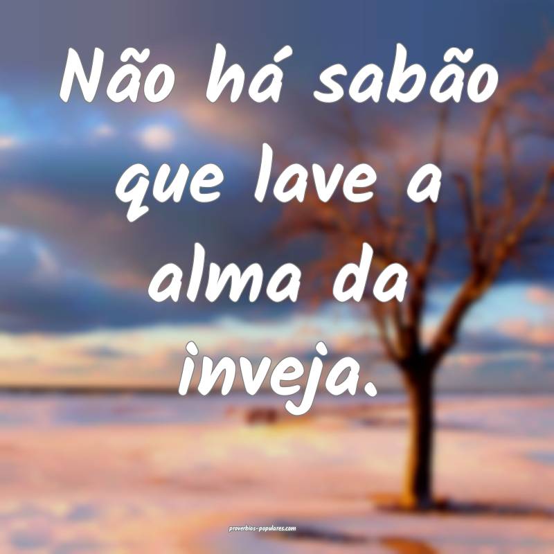 Não há sabão que lave a alma da inveja.
 ...