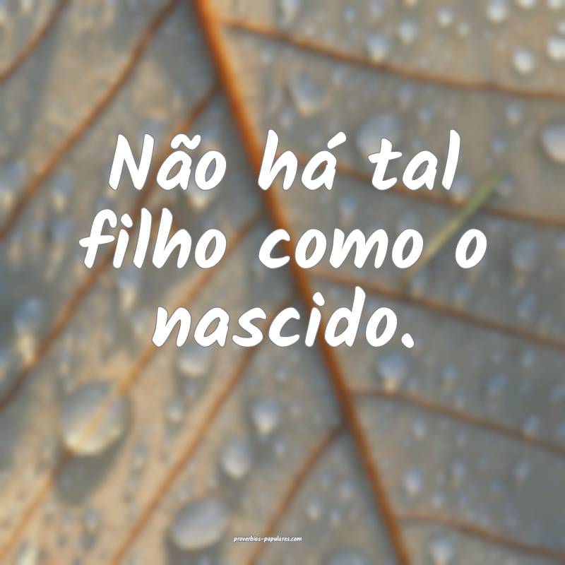 Não há tal filho como o nascido.
...