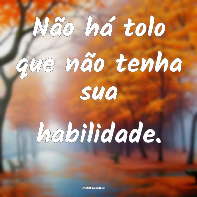 Não há tolo que não tenha sua habilidade.
...