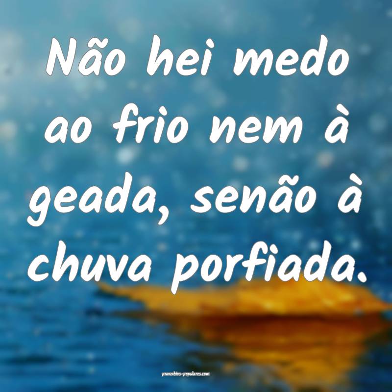 Não hei medo ao frio nem à geada, senão à chuva porfiada.
...