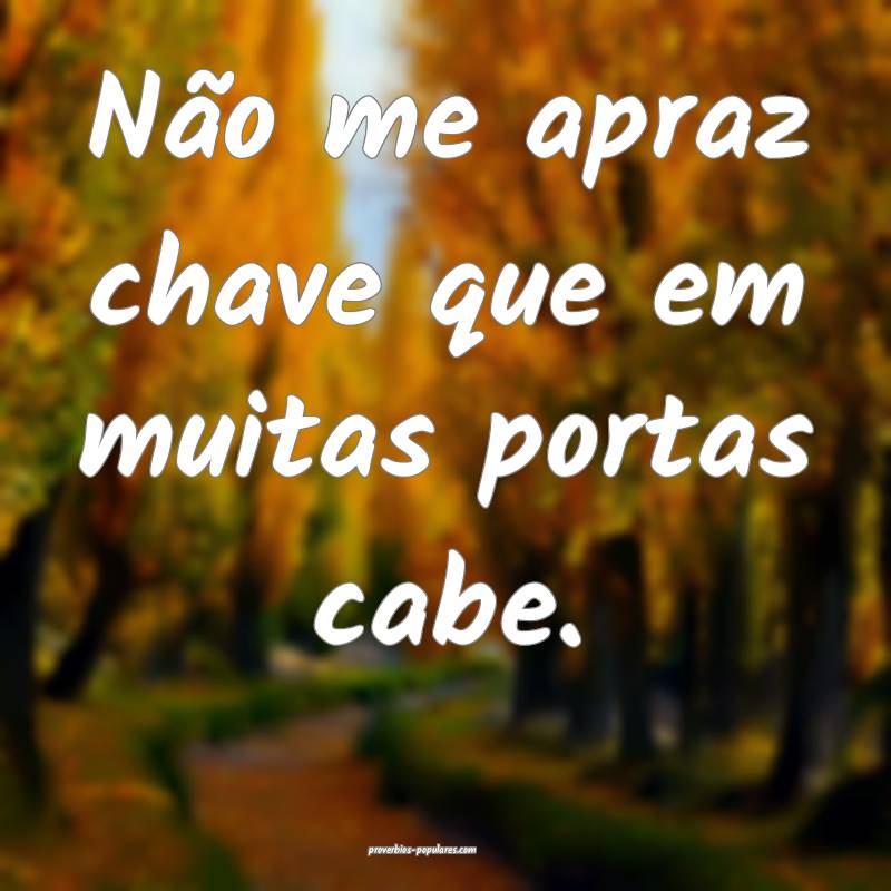 Não me apraz chave que em muitas portas cabe.
...