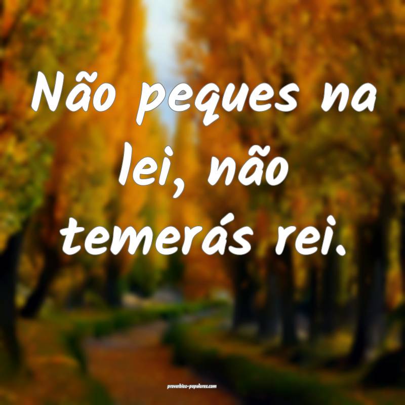 Não peques na lei, não temerás rei.
 ...