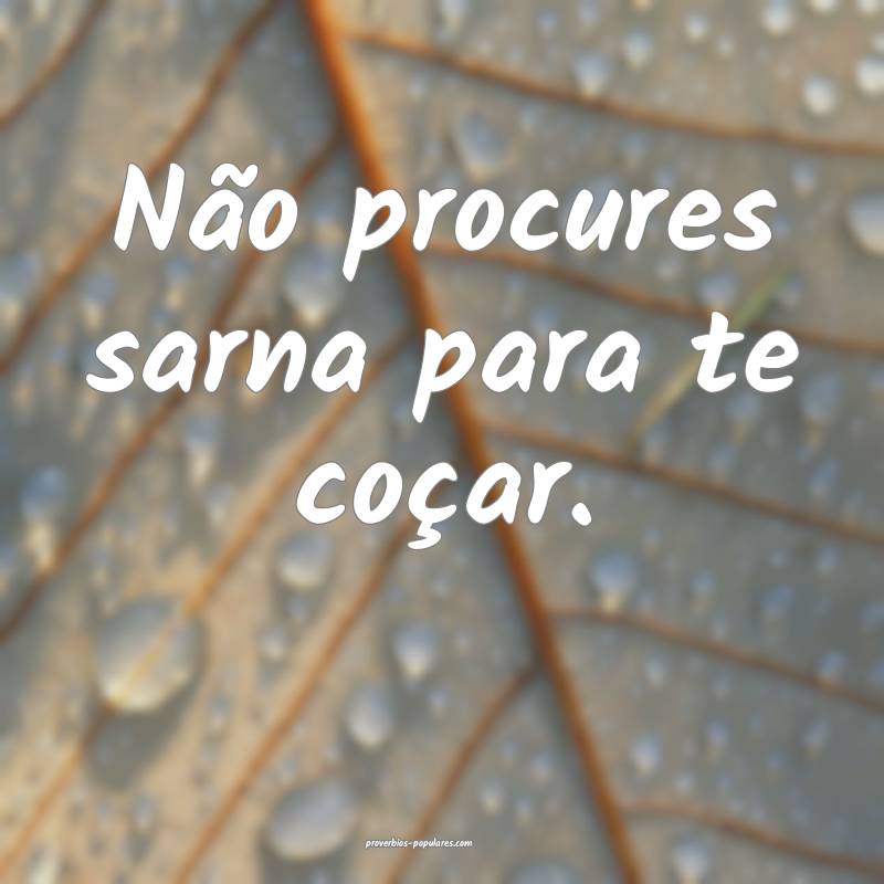 Não procures sarna para te coçar.
...