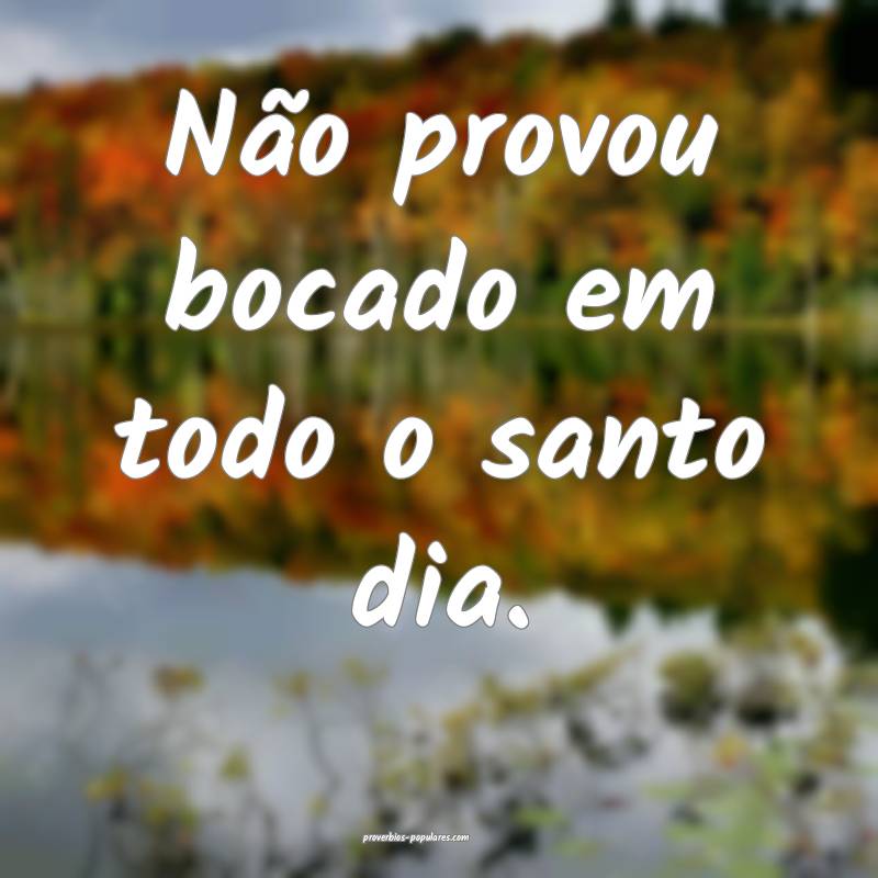 Não provou bocado em todo o santo dia.
...