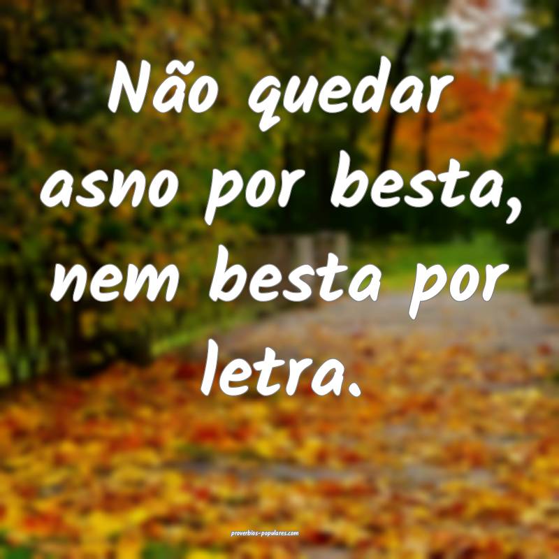 Não quedar asno por besta, nem besta por letra.
...