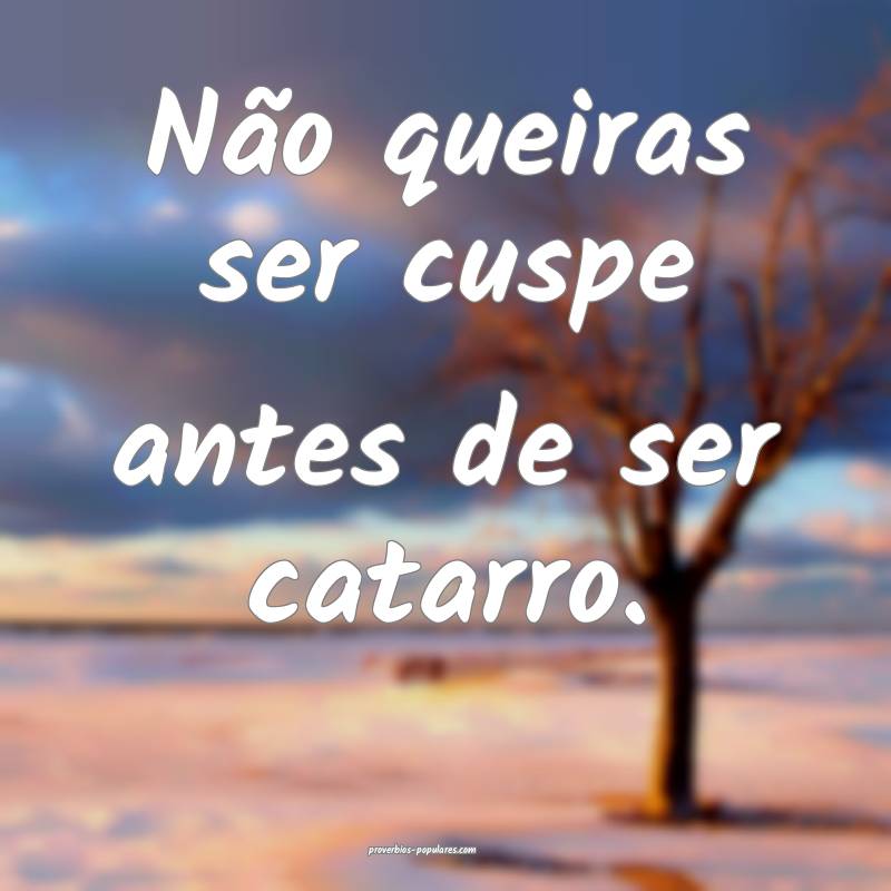 Não queiras ser cuspe antes de ser catarro.
...