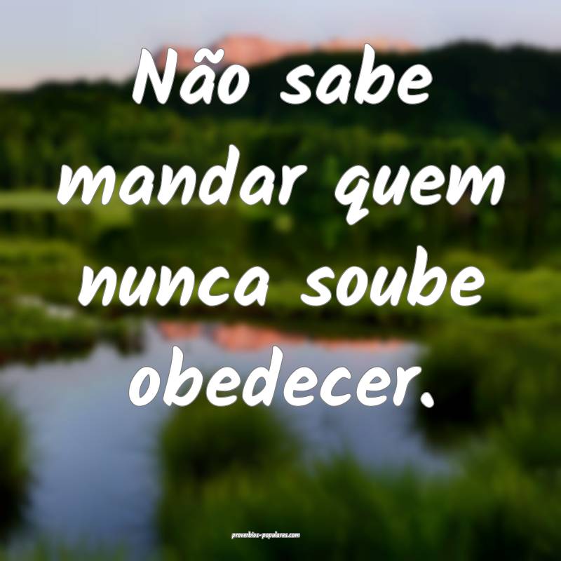 Não sabe mandar quem nunca soube obedecer.
...