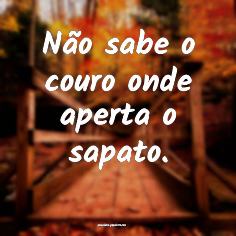 Não sabe o couro onde aperta o sapato.
...