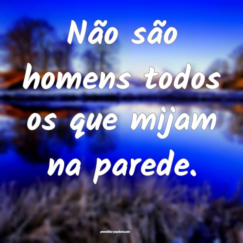 Não são homens todos os que mijam na parede.
...