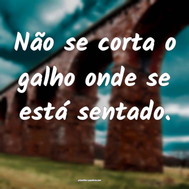 Não se corta o galho onde se está sentado.
...