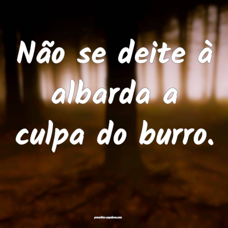 Não se deite à albarda a culpa do burro.
...