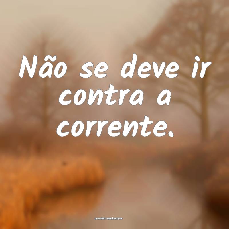 Não se deve ir contra a corrente.
...