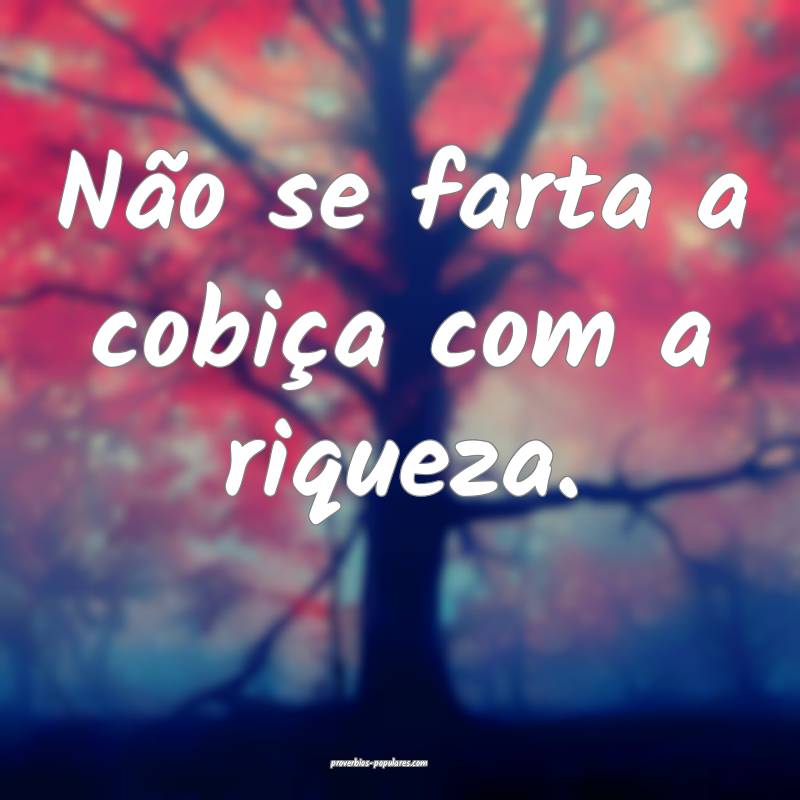 Não se farta a cobiça com a riqueza.
...