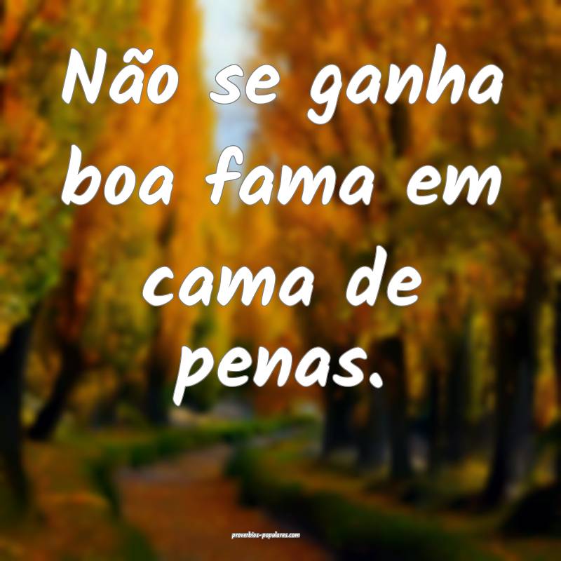 Não se ganha boa fama em cama de penas.
...