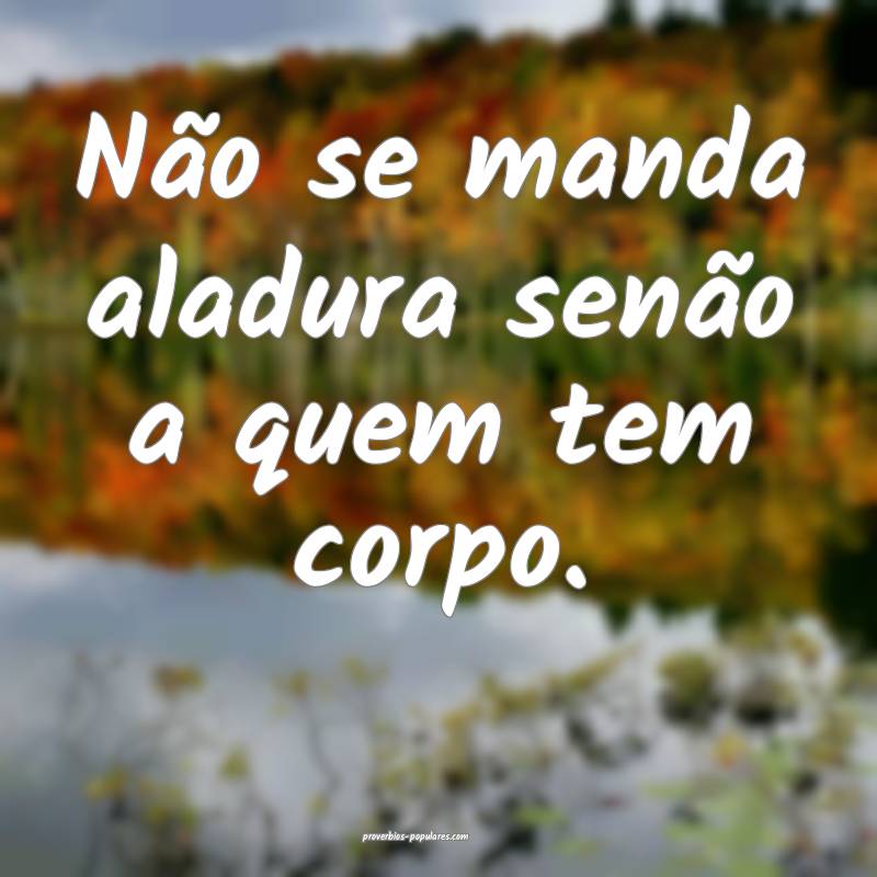 Não se manda aladura senão a quem tem corpo.
 ...