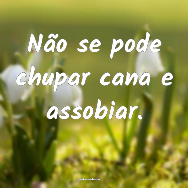 Não se pode chupar cana e assobiar.
...