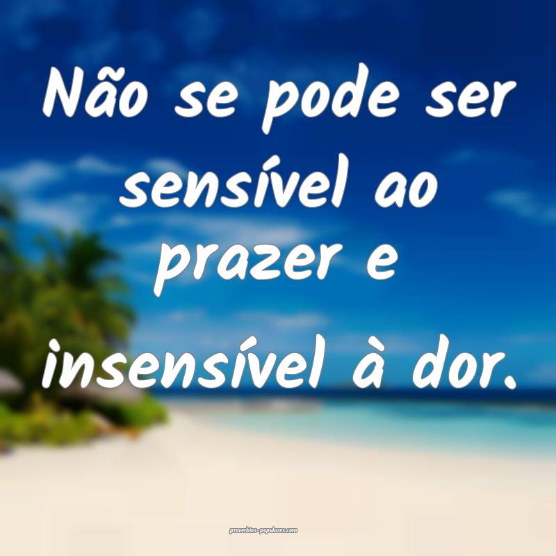 Não se pode ser sensível ao prazer e insensível ...