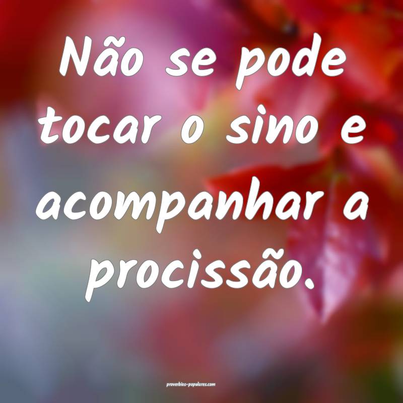Não se pode tocar o sino e acompanhar a procissão.
...