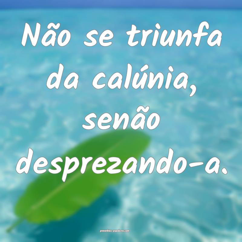 Não se triunfa da calúnia, senão desprezando-a.
...
