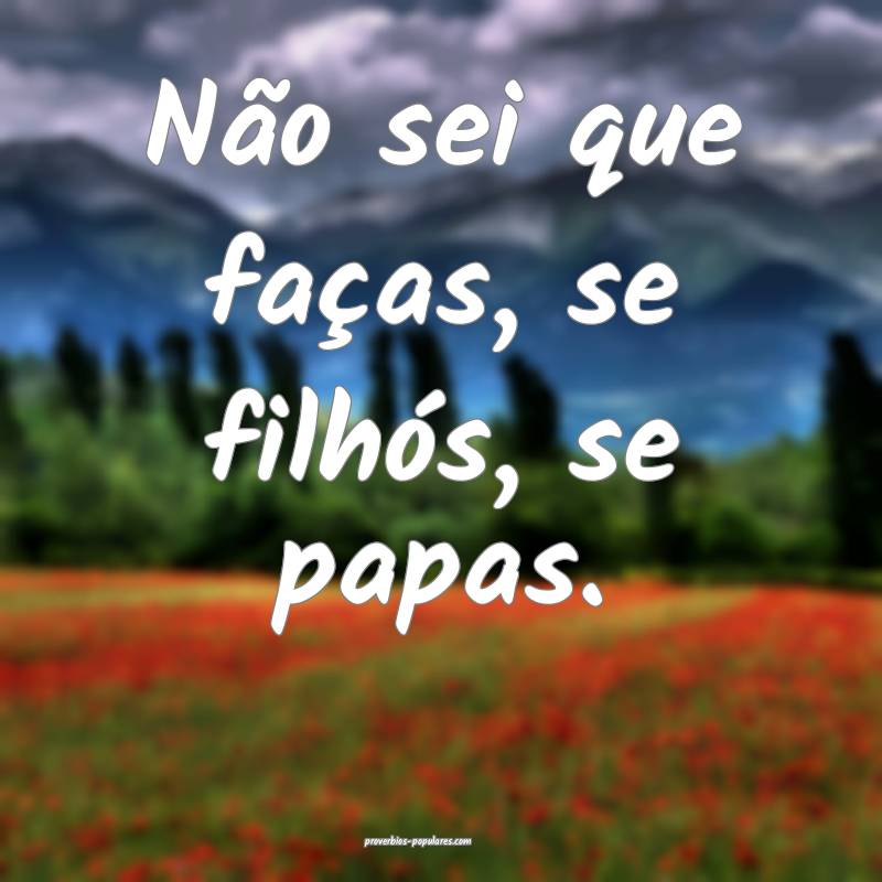 Não sei que faças, se filhós, se papas.
...