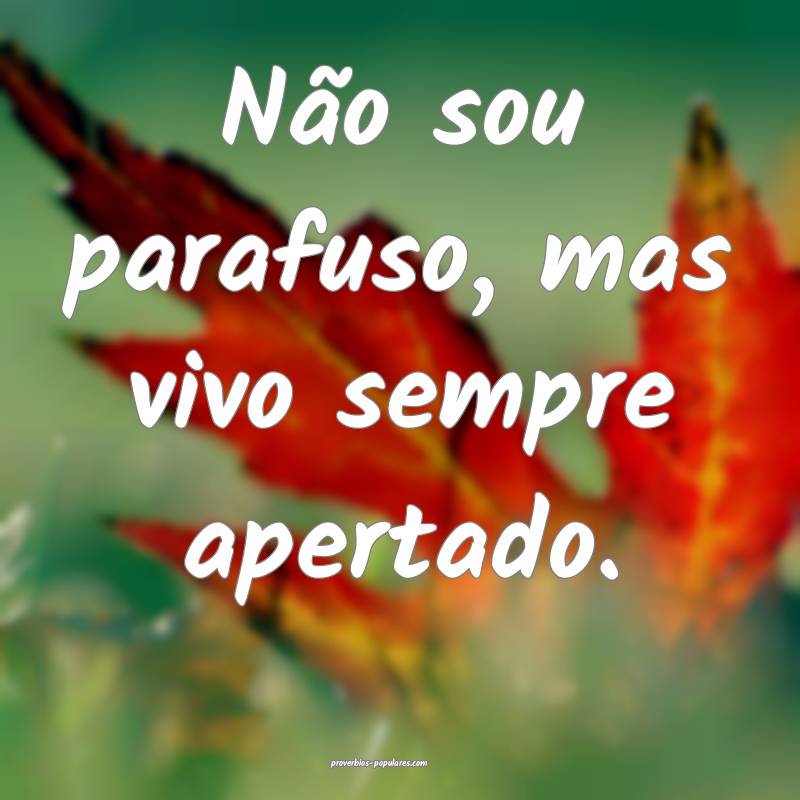 Não sou parafuso, mas vivo sempre apertado.
...