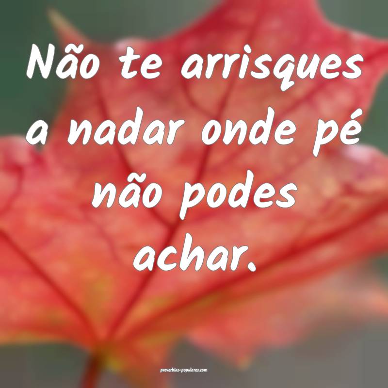 Não te arrisques a nadar onde pé não podes achar.
...