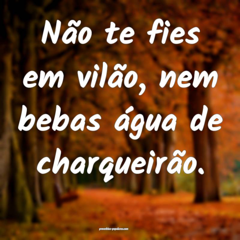 Não te fies em vilão, nem bebas água de charqueirão.
...