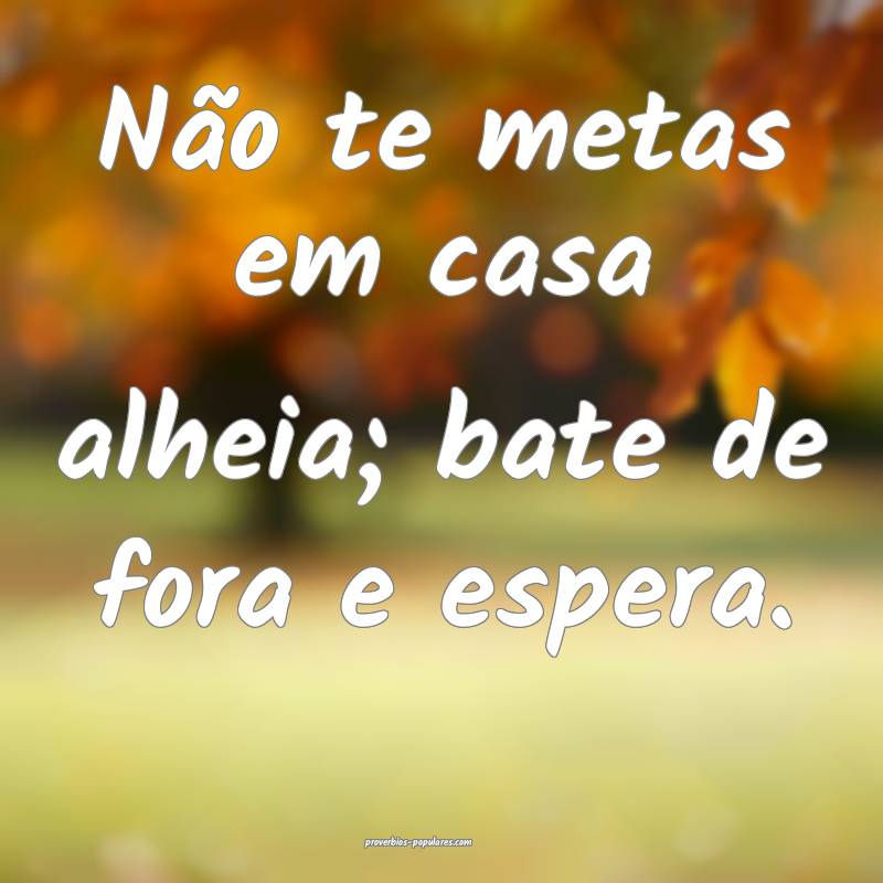 Não te metas em casa alheia; bate de fora e espera.
...