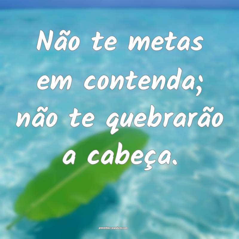 Não te metas em contenda; não te quebrarão a ca ...