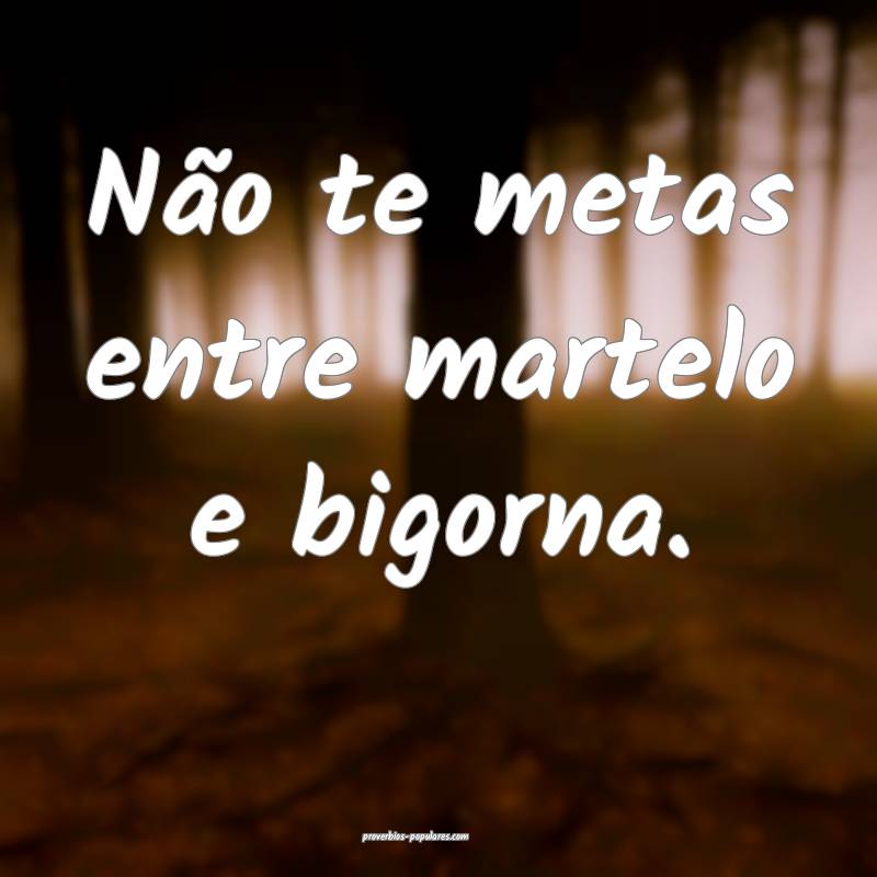 Não te metas entre martelo e bigorna.
...