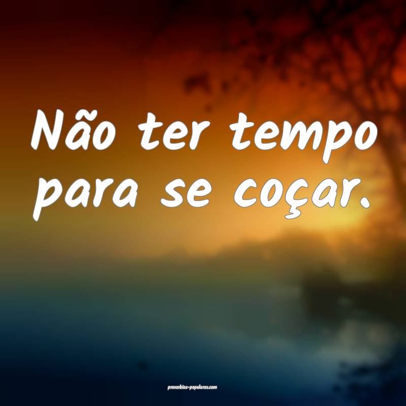 Não ter tempo para se coçar.
 ...