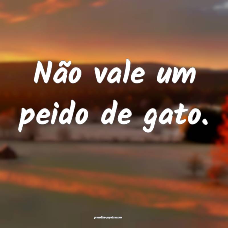 Não vale um peido de gato.
...