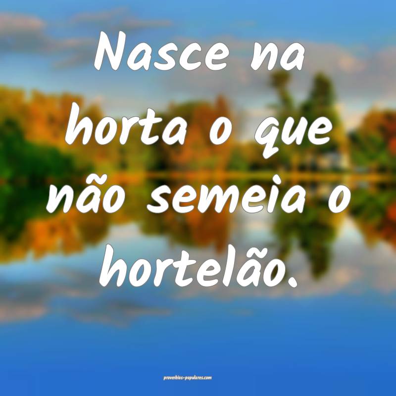 Nasce na horta o que não semeia o hortelão.
...