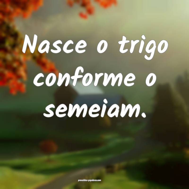 Nasce o trigo conforme o semeiam.
 ...