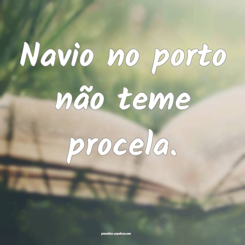 Navio no porto não teme procela.
...
