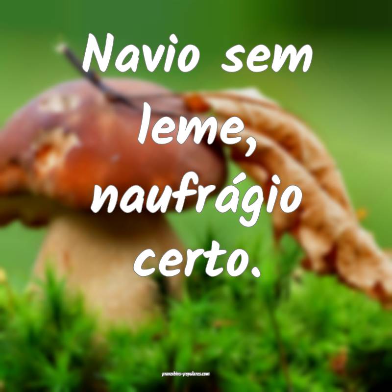 Navio sem leme, naufrágio certo.
...
