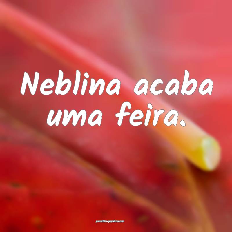 Neblina acaba uma feira.
 ...