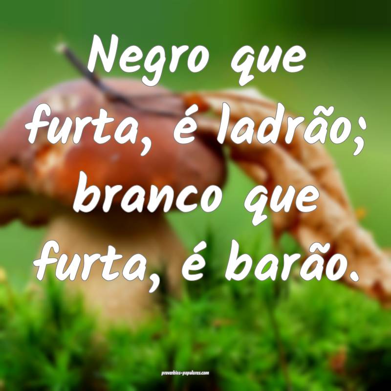 Negro que furta, é ladrão; branco que furta, é barão.
...